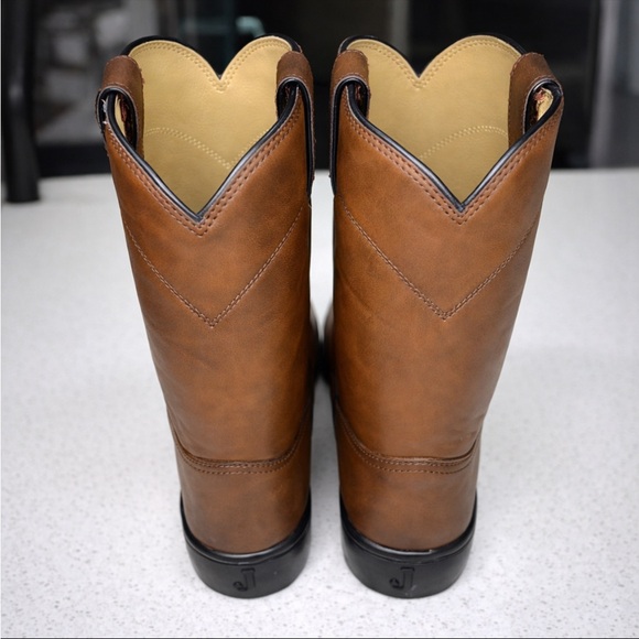 Justin Western Cowboy Boots Brown Leather Men’s 10.5 D Like New - Picture 3 of 7